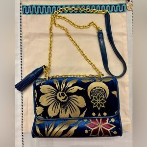 TORY BURCH Fleming Velvet Cosmic Floral Convertible Bag